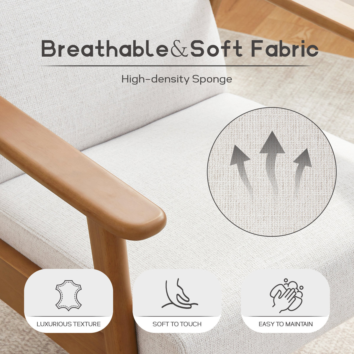 Herrot Modern Upholstered Armchair Solid Wood Accent Chair With Ottoman